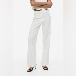 💕NWT H&M Wide Leg White Trousers Regular Waist…Size 8